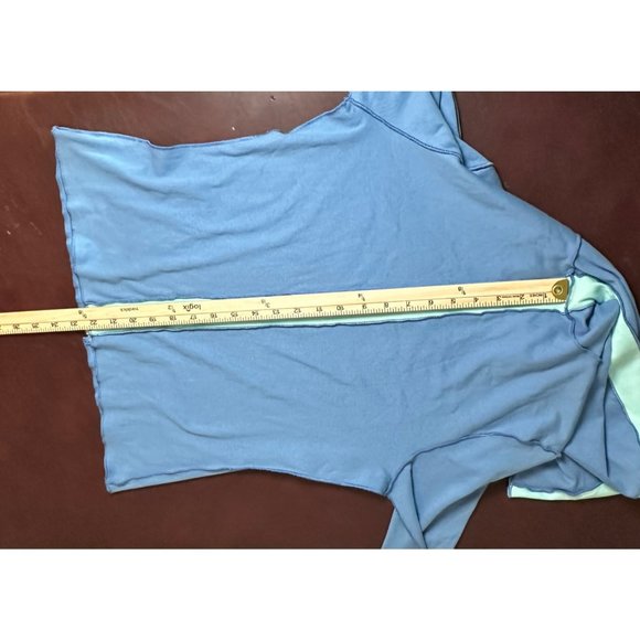 ADORABLE LIGHTWEIGHT COTTON HOODIE IN BLUE WITH AQUA STRIPE BY T CO SIZE L NWT - Picture 6 of 8